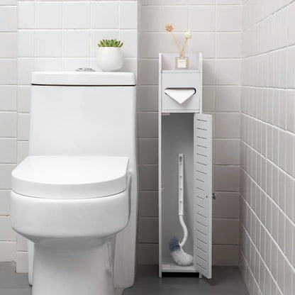 Toilet Paper Holder Stand,Small Bathroom Storage Cabinet for Toilet Paper Storage, Toilet Paper Stand Waterproof for Small Spaces,White by